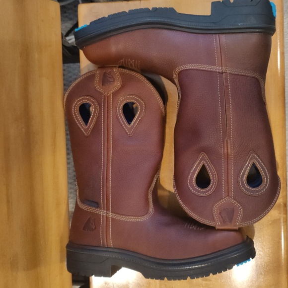 Steel Blue Heeler men's 8.5 cowboy style steel toed work boots 813945 brown - Picture 4 of 15